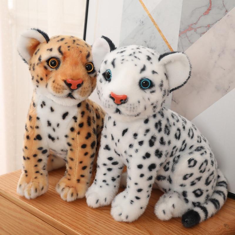 28/32 cm Kawaii Real Like Leopard Plysjdukker Utstoppede Myke Dyrelker Simulering Snøleopard Barn Barn Gutter Bursdagsgave