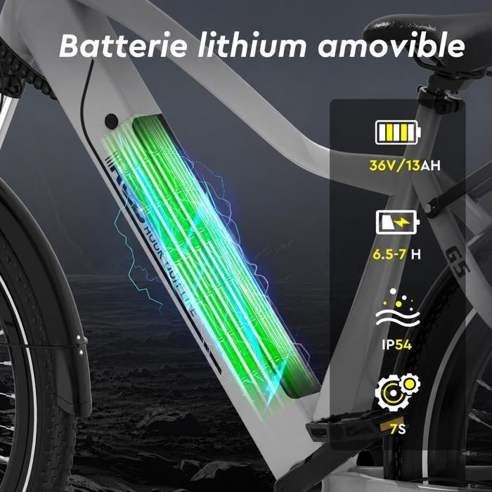 Electric Bike - RCB - G5 - Removable 36V 13Ah Battery - 27.5 Inch Wheels - 7 Speeds, NFC/APP
