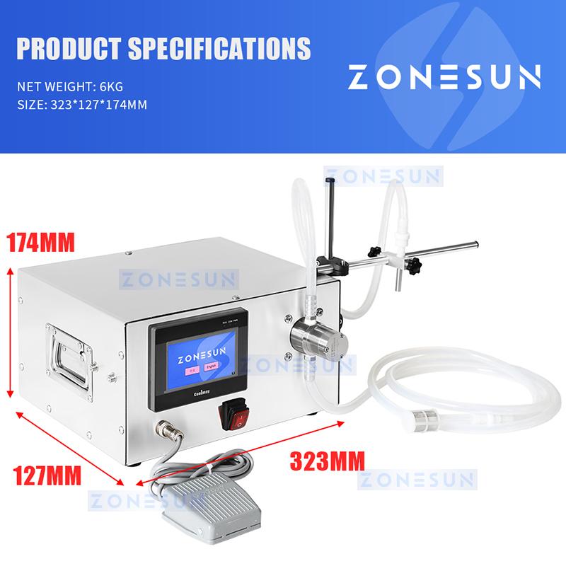 ZONESUN ZS-MPZ1 Magnetic Pump Liquid Filling Machine Semi-Auto Bottle Filler for Water & Juice Packaging