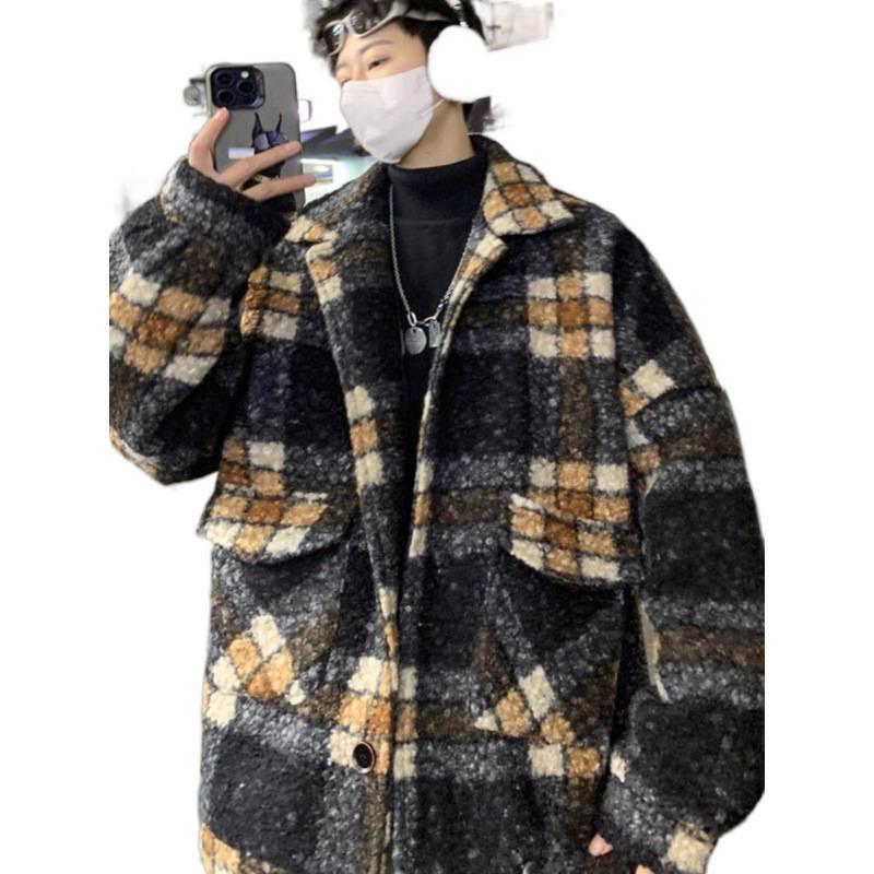 Men's Retro Lambswool Plaid Jacket - Stylish, Warm & Trendy Winter Coat