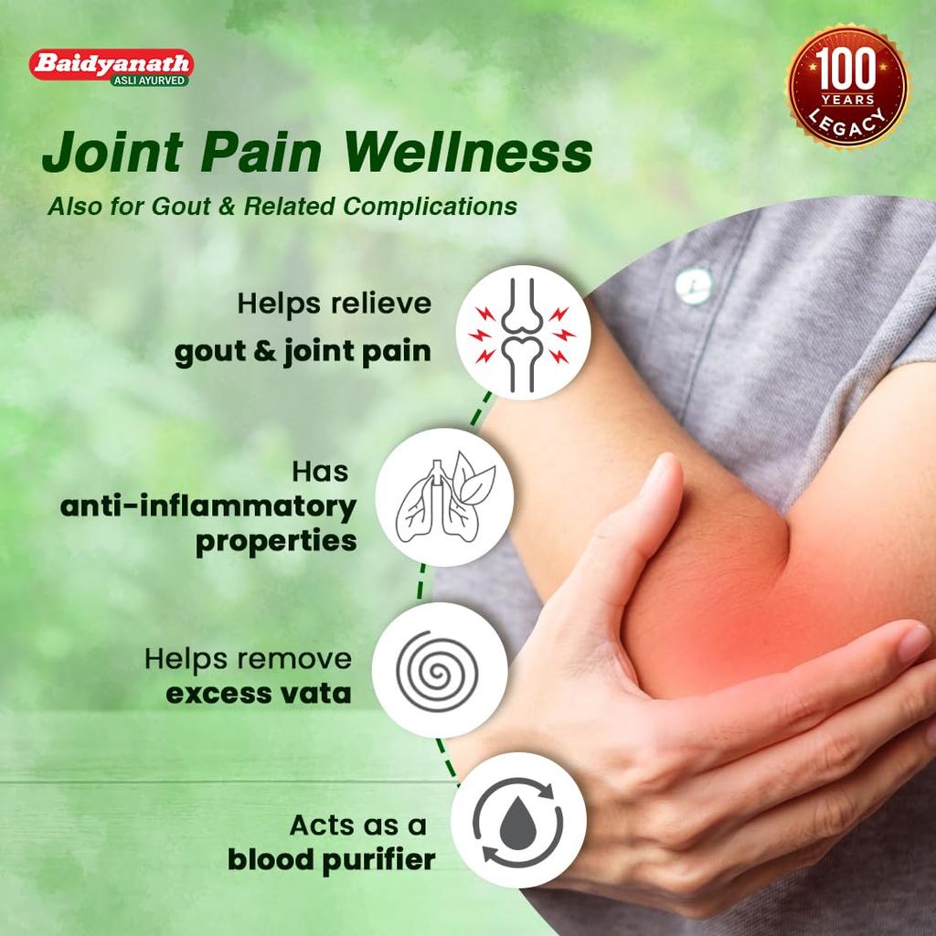 Baidyanath Kaishor Guggulu Tablets 80 TabsX (Pack of 2) | Ayurvedic Herbal Supplement for Joint & Body Wellness Support | Traditional Herbal Formula