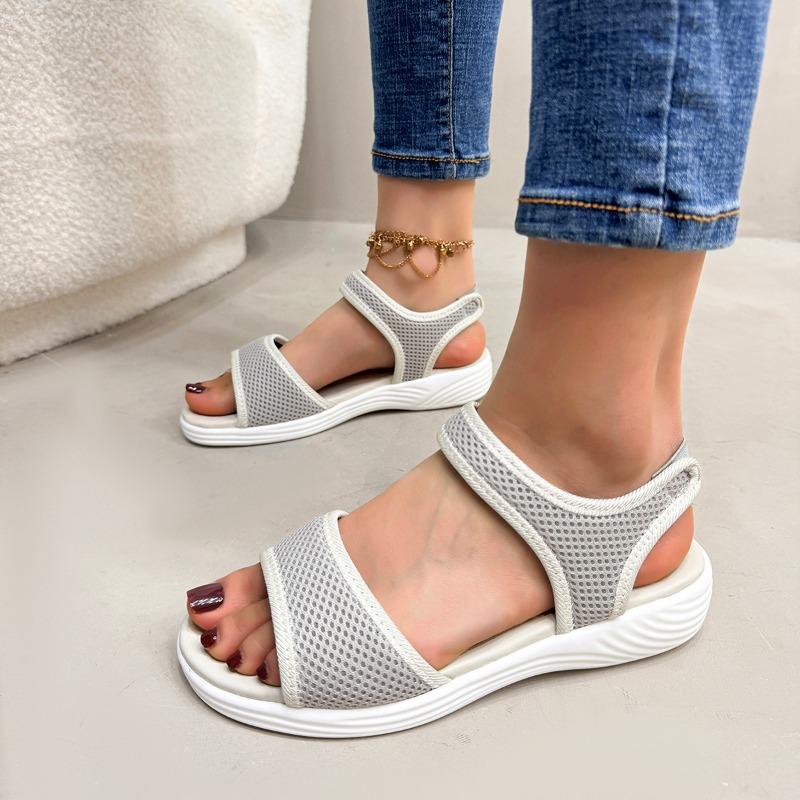 2025New Women Summer Fashion Sandals Mesh Casual Fish Mouth Sports  Plus Size Flying Woven Flat Shoes