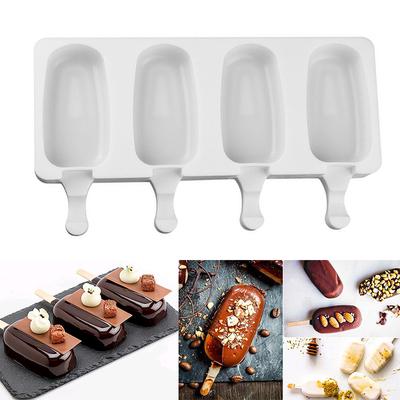 2Sizes Silicone Ice Cream Makers Molds DIY Ice Lolly Molds Frozen Ice Cube Moulds Dessert Molds Tray Popsicle Sticks