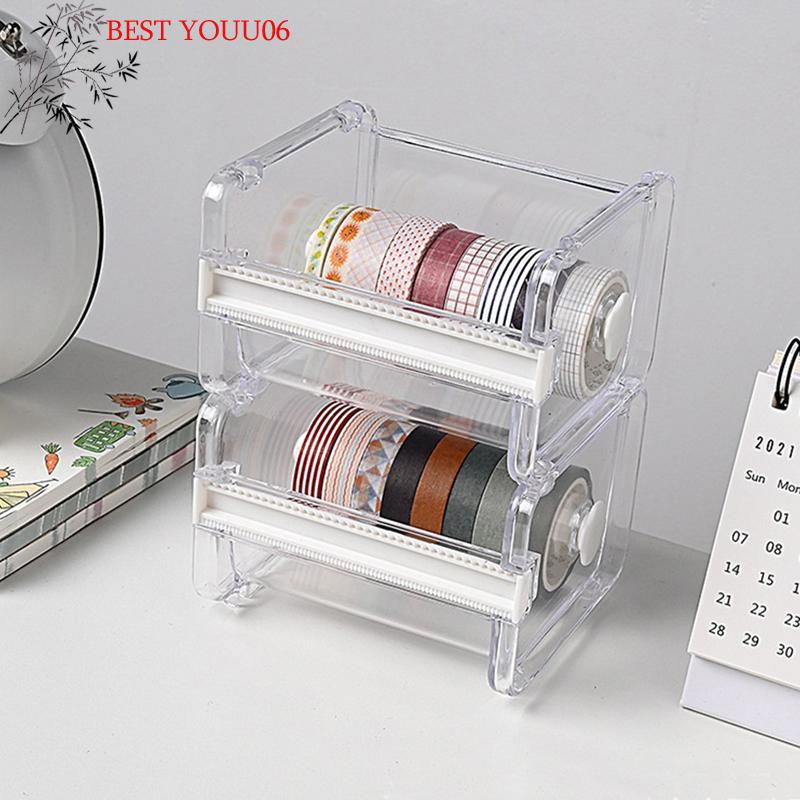 (YOUU06)Tape Cutter Handmade DIY Split Tape Tool Transparent Tape Holder Tape Dispenser School Supply Office Stationery for Stud