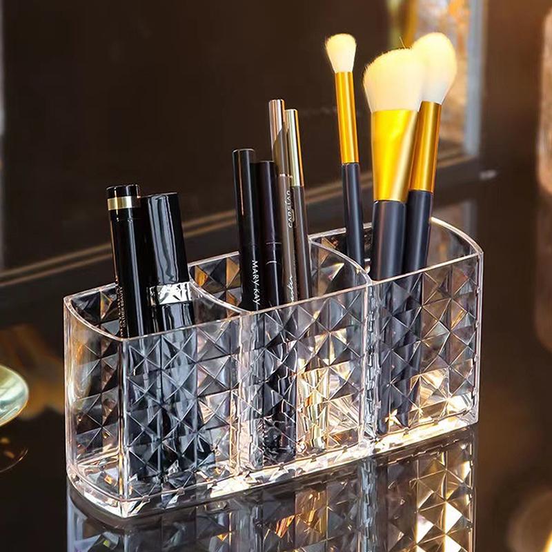 

Transparent Acrylic Cosmetic Case Makeup Eyeliner Pen Foundation Blush Eyeshadow Brushes Holder Box Desktop Storage Organizer A