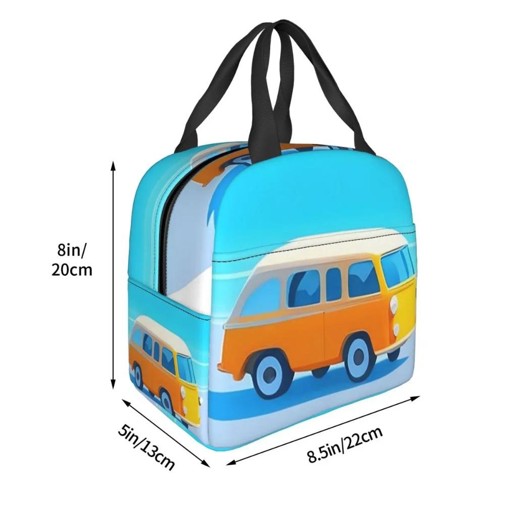Beach Cartoon Camping Vehicle Insulated Lunch Bag for Women Children Portable Food Boxes Thermal Lunch Box Tote