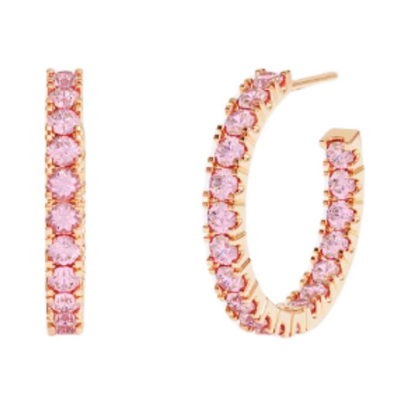 APM Monaco Pave hoop design 18K gold plated earrings for women rose gold PE16436OR