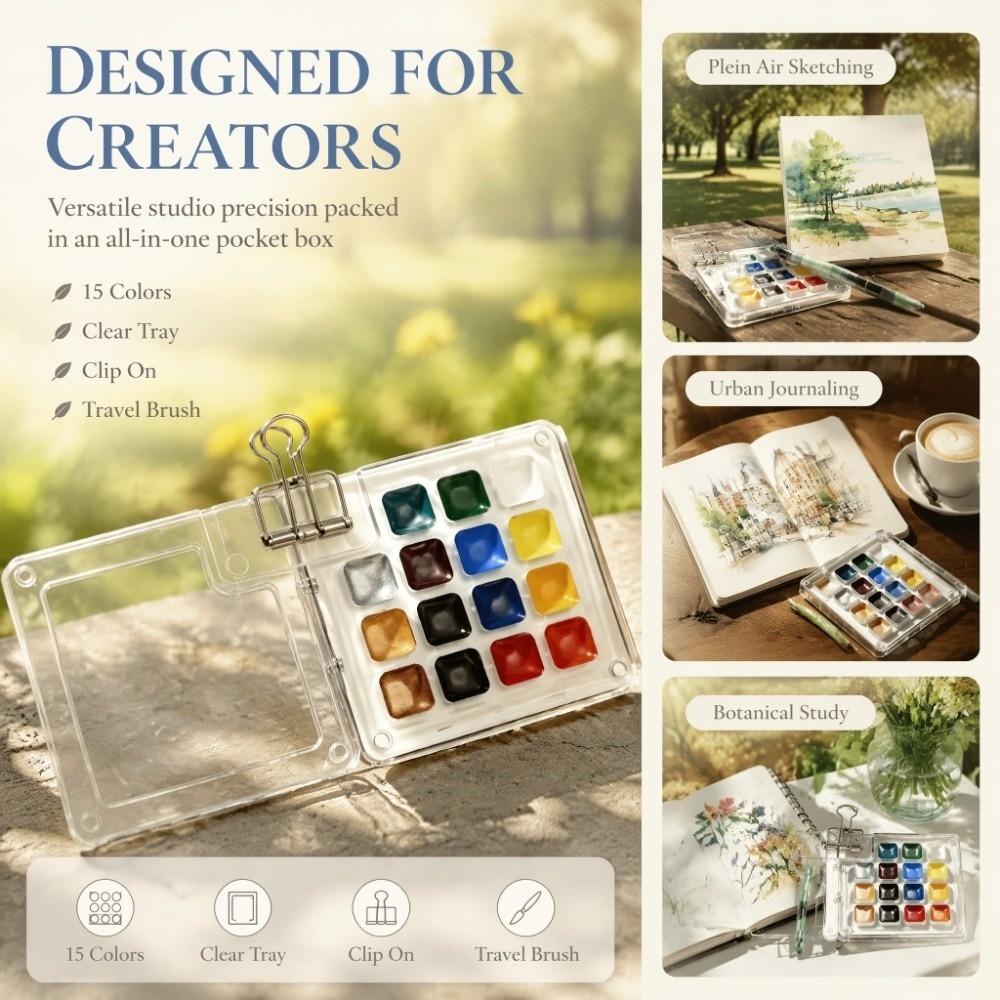 Mini Paint Pigment Box Foldable Travel Painting Tray Watercolor Paint Palette Travel