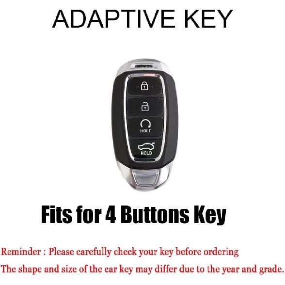 HIBEYO Key Fob Cover for 2018 2019 2020 2021 2022 Hyundai Santa Fe Venue Kona Veloster Palisade Elantra GT Accessories with Keychians Key Case Shell