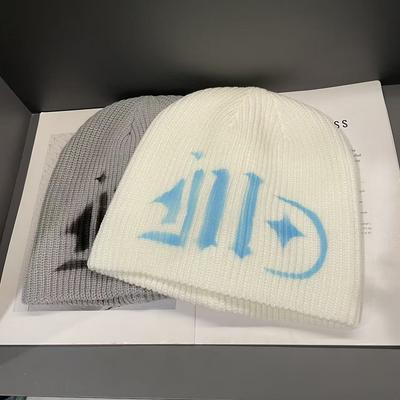 Beanie Kalte Mütze für Männer Im Herbst und Winter Street Süß und Cool Europäischer und Amerikanischer Stil Sprühlackierte Gestrickte Wollmütze für Frauen