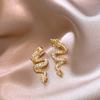 Ice quenched blue flower artificial crystal fringed earrings Cool wind temperament stud earrings Internet celebrity earrings
