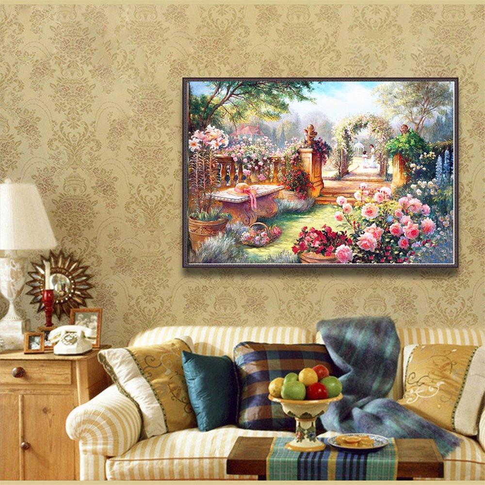 

DIY 5d Алмазная картина Сад Пейзаж Полный квадратный Алмазная вышивка Алмазный домашний декор 20*30 cm