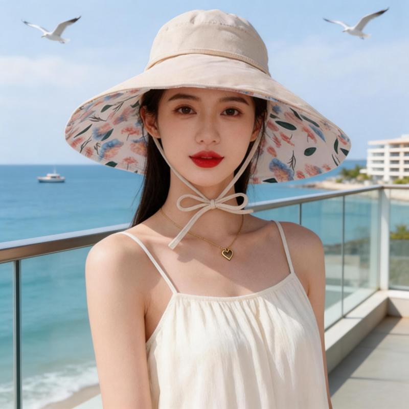 Sun hat women's summer big eaves sun hat empty top sun hat UV protection face bucket hat new