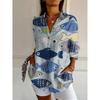 Sommer Damenhemd Blume Aktiv Stilvolle Bluse Reverskragen Bluse Damen Langarmhemden Damenkleidung Damenkleidung