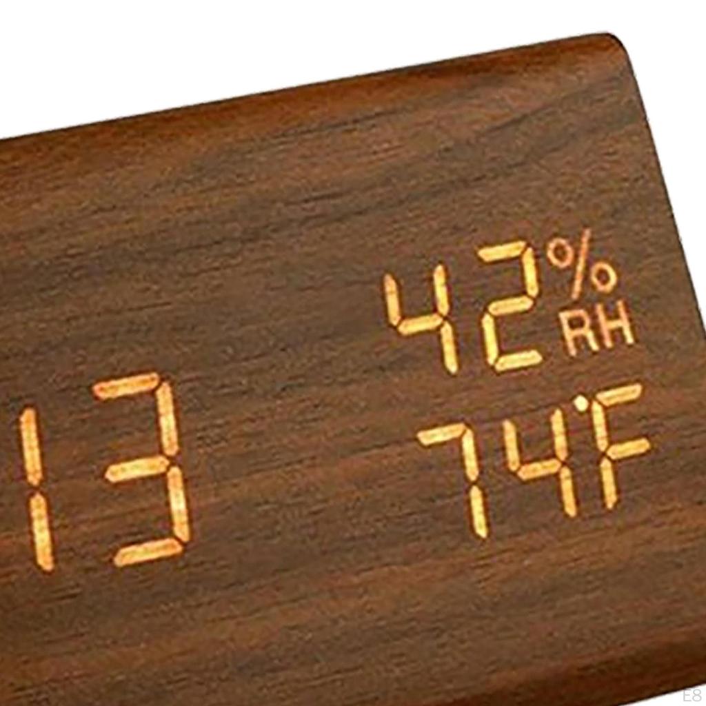 with Temperature Voice Control Large Display Triangle Brightness Adjustable for Bedside Desktop