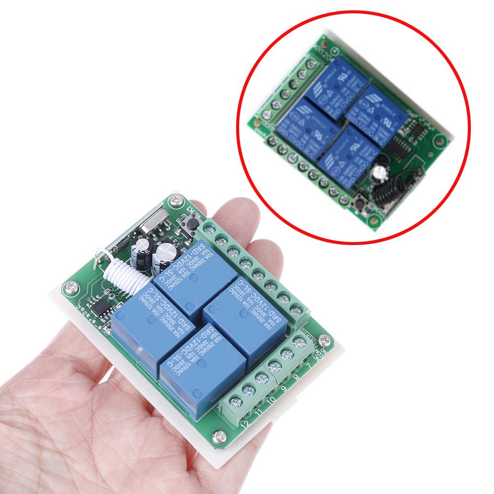 Dc 12V 10A 433Mhz 4Ch Wireless Relay Rf Remote Control Switch Receiver