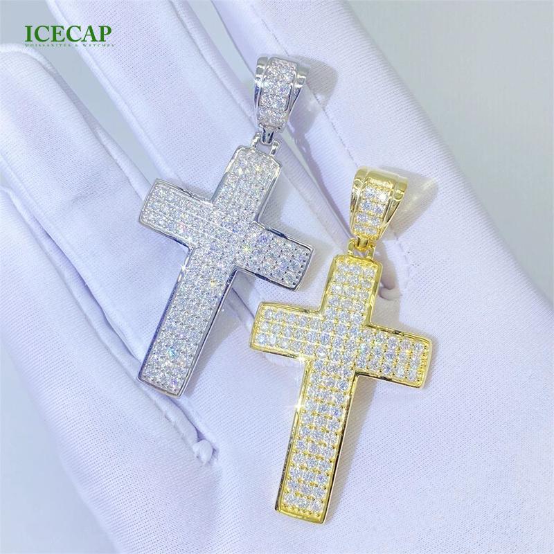 Cross Pendant 925 Sterling Silver VVS D Moissanite Diamond Pass the Diamond test Charm Hip Hop Pendant золотой