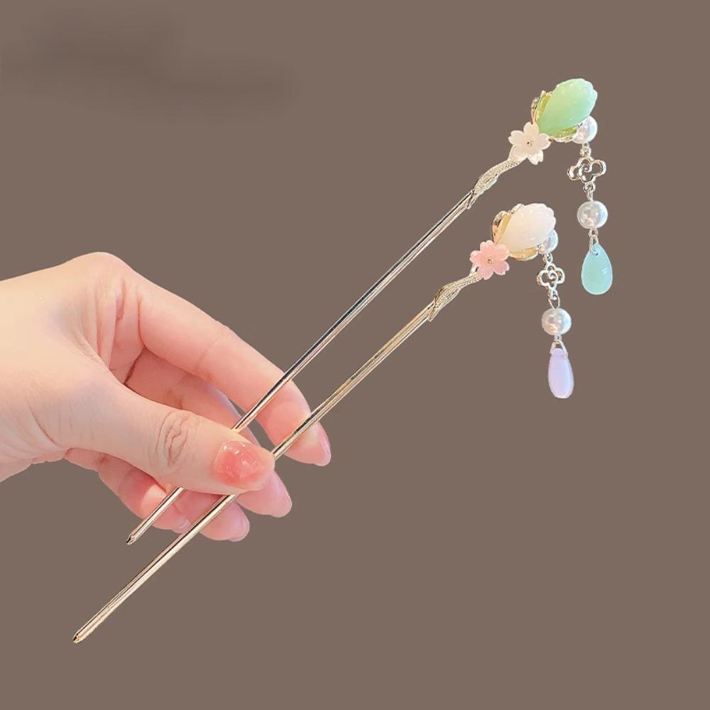 Classics Chinese Style Tassels Flower Hair Stick for Women Fashion Metal Handmade Hairpin Antique Hanfu Hairpin Hair Accessories