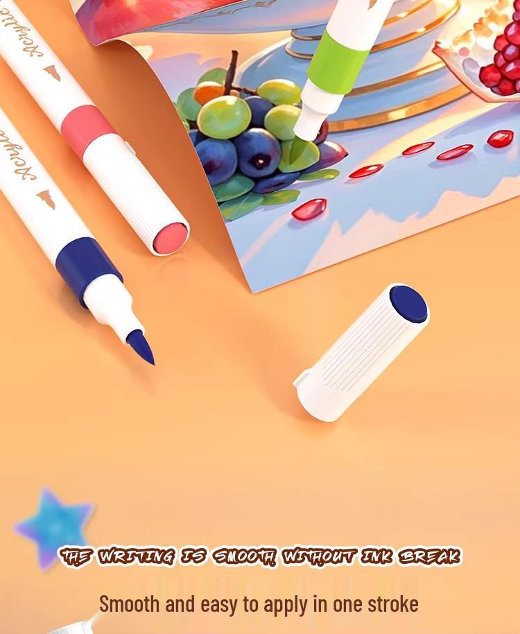 48-Color Washable Acrylic Marker Set with Soft Tips - Non-Bleeding, Stackable for Elementary Art Use