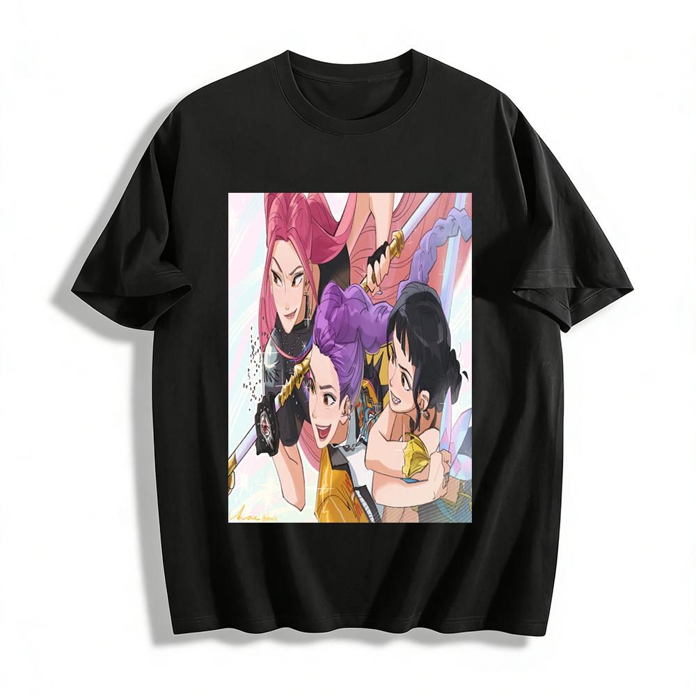 

Anime Girl Group Print Short Sleeve T-shirt Trendy Game Character Co-branded Loose Casual Unisex Top Pure cotton T-shirt XXS
