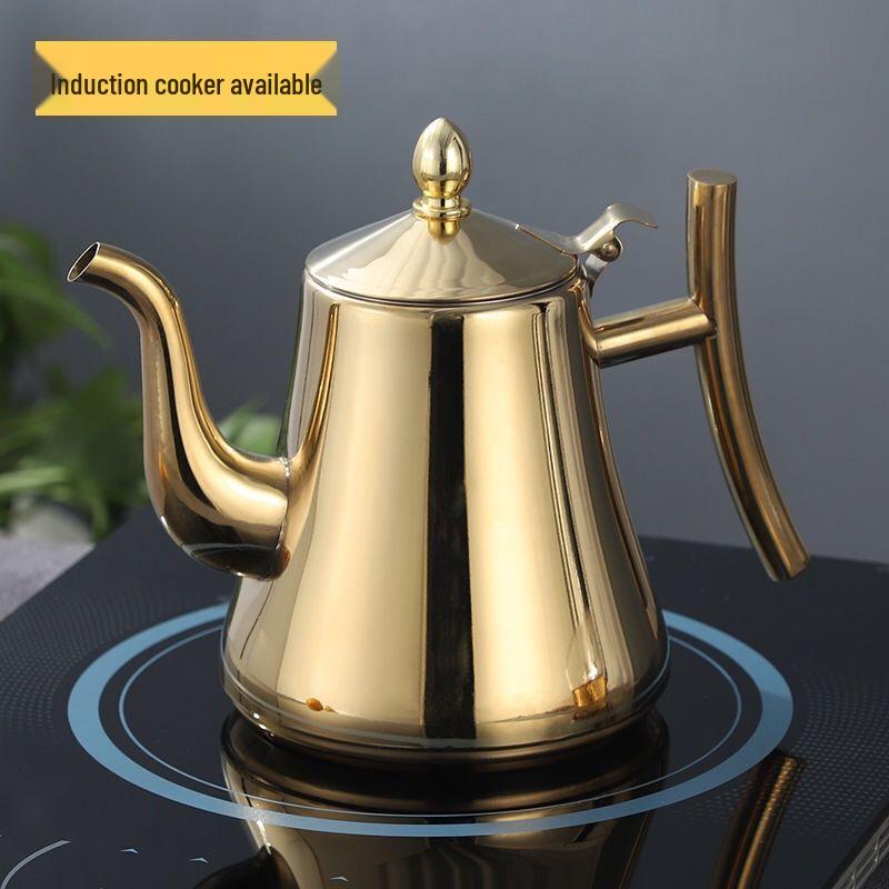 Thickened Stainless Steel Teapot with Filter, Universal Flat Bottom Kettle