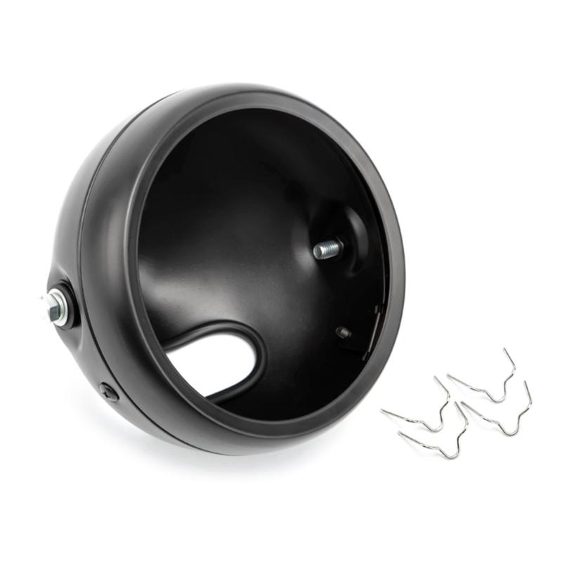 Black Motorcycle Headlight Headlamp Bucket Housing Bottom Mount 5.75''