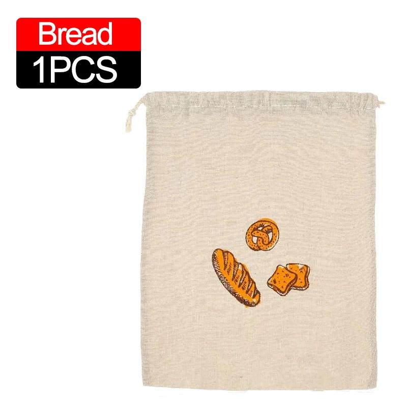 3/1Pcs Linen Bread Bags Large Capacity Drawstring Bread Storage Bags Washable Reusable Loaf Bags for Pastries Baguette Organizer