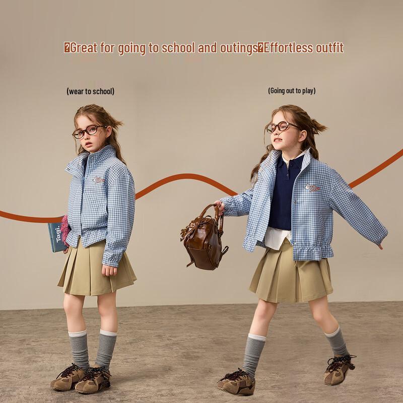 ASK JUNIOR Girls' Spring Plaid Jacket