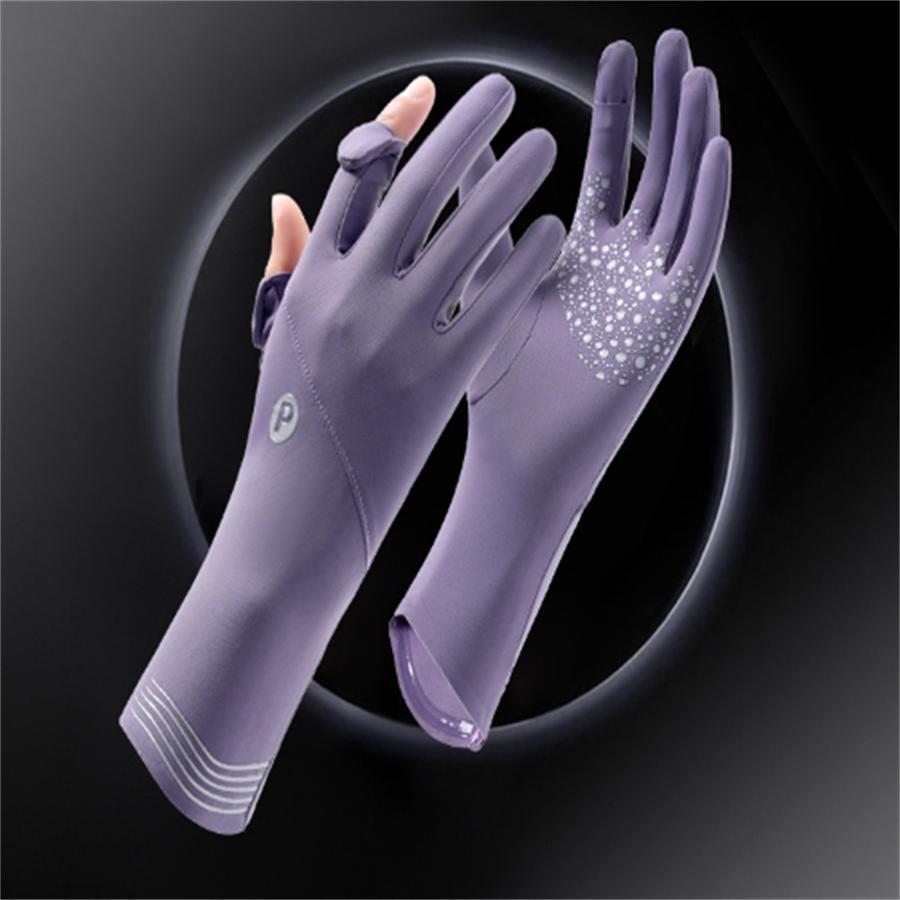 Women Long Sun Protection Gloves, UPF 50+ Ice Silk Gloves with Flip Touchscreen Fingers, Anti-Slip Grip, UV Protection for Driving, Cycling, Outdoor