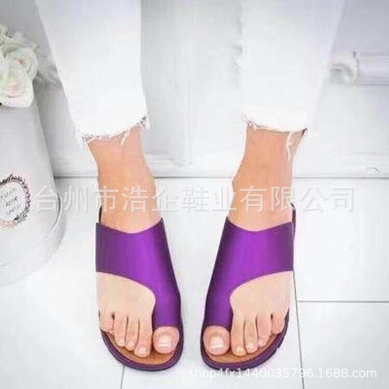 Large size sandals women's spring and summer new solid color women's toe sandals wish