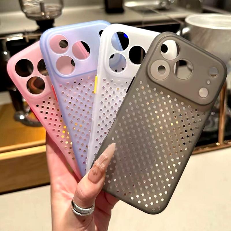 Luxury Soft TPU Heat Dissipation Phone Case For 13 14 15 16 17 Pro Max Shockproof Hollowed Out Bumper Cases Cover