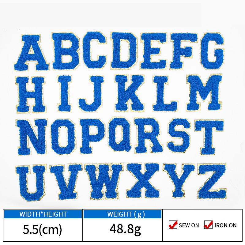 Colorful English Letter Chenille Embroidery Patches Iron on Sew on Garment Alphabet Crochet Patches for Clothing Hat Cap Craft