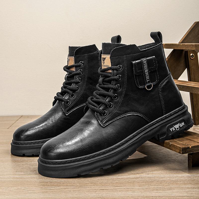 Retro Leather Martin Boots British Style Retro Wear-resistant Leather Shoes Live Broadcast Explosion Help Boots Men's Shoes