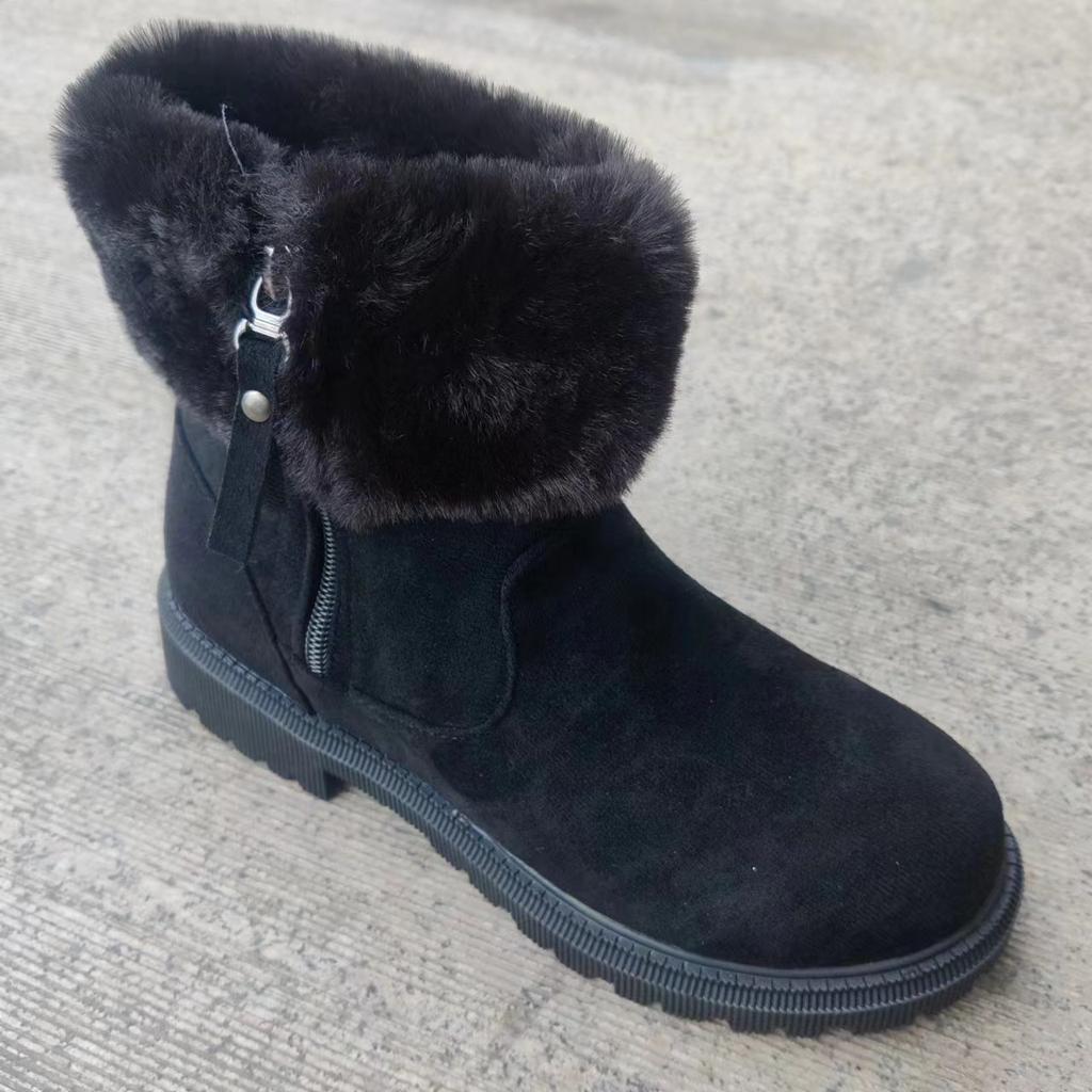 2025 New Autumn and Winter Large Size Foreign Trade Women's Cotton Shoes Piled Thickened Warm Cotton Shoes Winter Warm Shoes