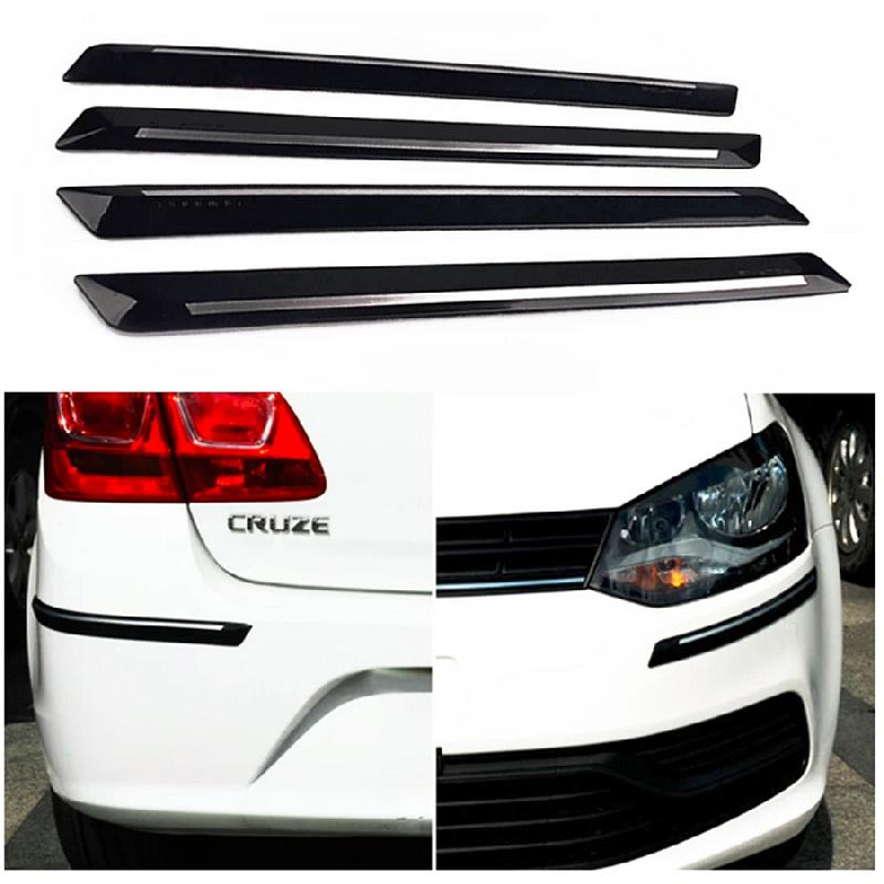 

4Xblack Rubber Car Front Rear Bumper Protector Silane Guard Strip Chrome Sticker