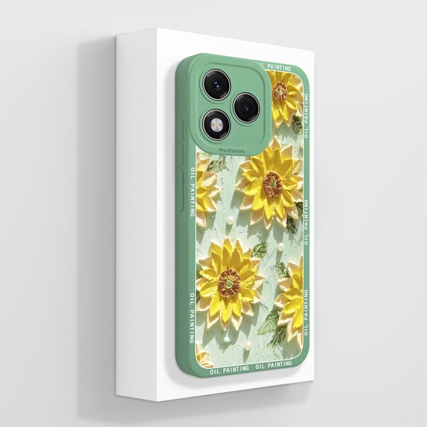 Silikonový kryt s motivem květiny pro Huawei 400 Lite X7c X8 X8c X9c Play 30 60 Plus, odolný proti pádu, s motivem květů a ochranou obrazovky proti pádu pro Huawei.