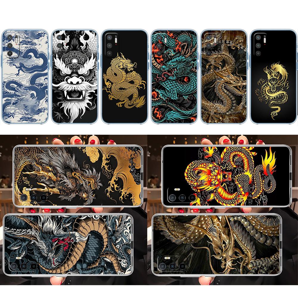 CJ28 Chinese Dragon Soft Shell Transparent Phone Case for Motorola Moto G7 G8 G9 G84 G85 G73 G24 G15 Z2 Play Power Plus