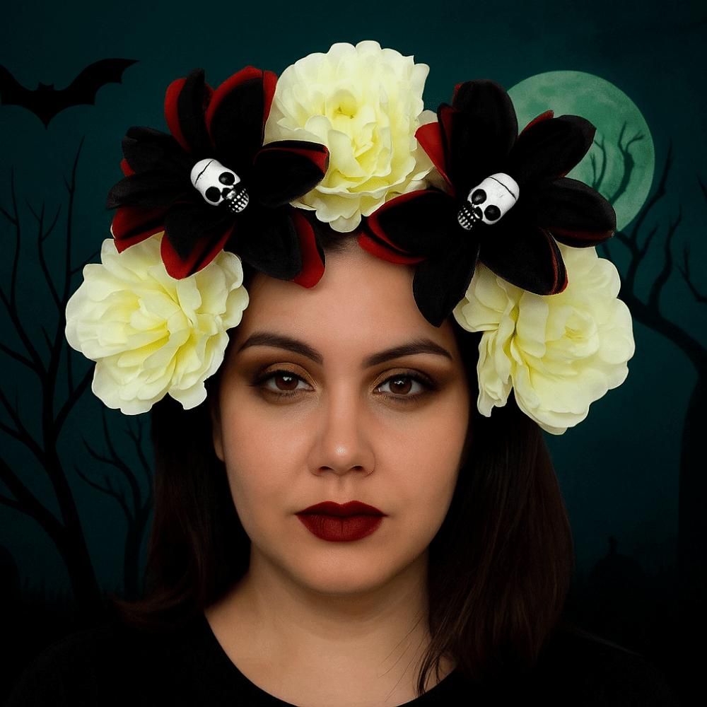 Exaggerated Halloween Hair Hoop Simulation Flower Gothic Flower Hairband  Cosplay