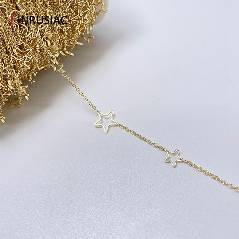 Hollow Pentagram Star Chain Handmade Crafts Components 14K Gold-Plated DIY Jewelry Making Chain Accessories