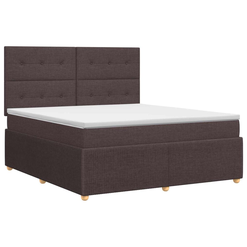 Box Spring Bed with Mattress Dark Brown 140 X 190 Cm Fabric
