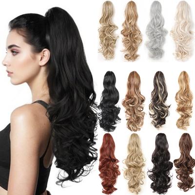Claw Clip Ponytail Extension 18"&24 Clip In Wavy Synthetic Ponytail Hair Extensions Long Pony Tails for Women Extensions