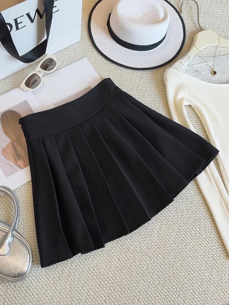 High-Waisted Slimming Pleated Mini Skirt for Women - Spring/Summer 2026 Korean A-Line Style