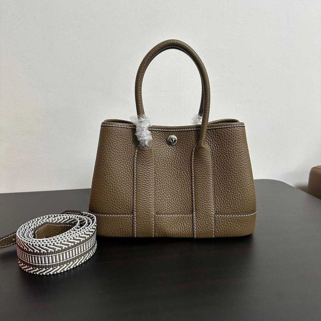 Top Layer TC Cowhide  Mini Garden Bag Genuine Leather Tote Bag Single Shoulder Crossbody Handbag Wide Shoulder Strap Women's Bag