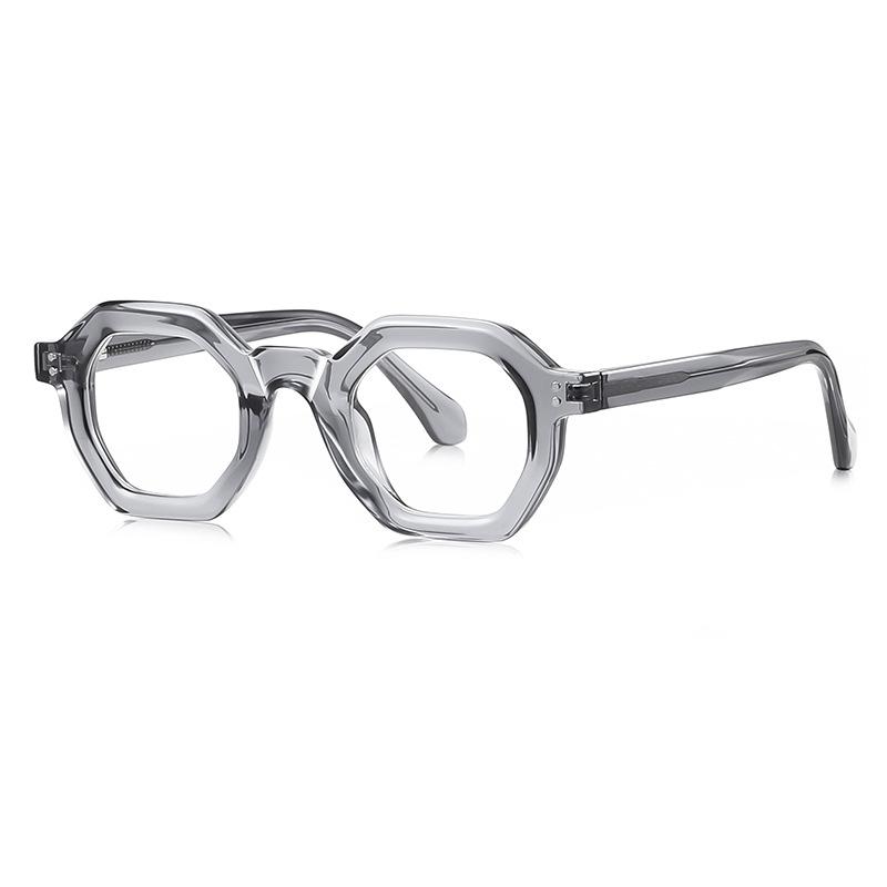 Retro Anti-Blue Light Computer Glasses Frame Men Women Polygon Leopard Optical Spectacle Frame Fake Glasses Trendy TR90 Eyewear