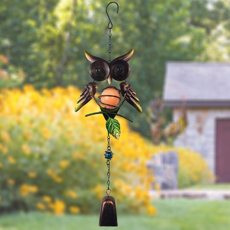 Owl Wind Chime Wall Art Hanging Decoration for Backyard Owl Windbell Indoor Outdoor Wall Sculpture for Bedroom Balconies