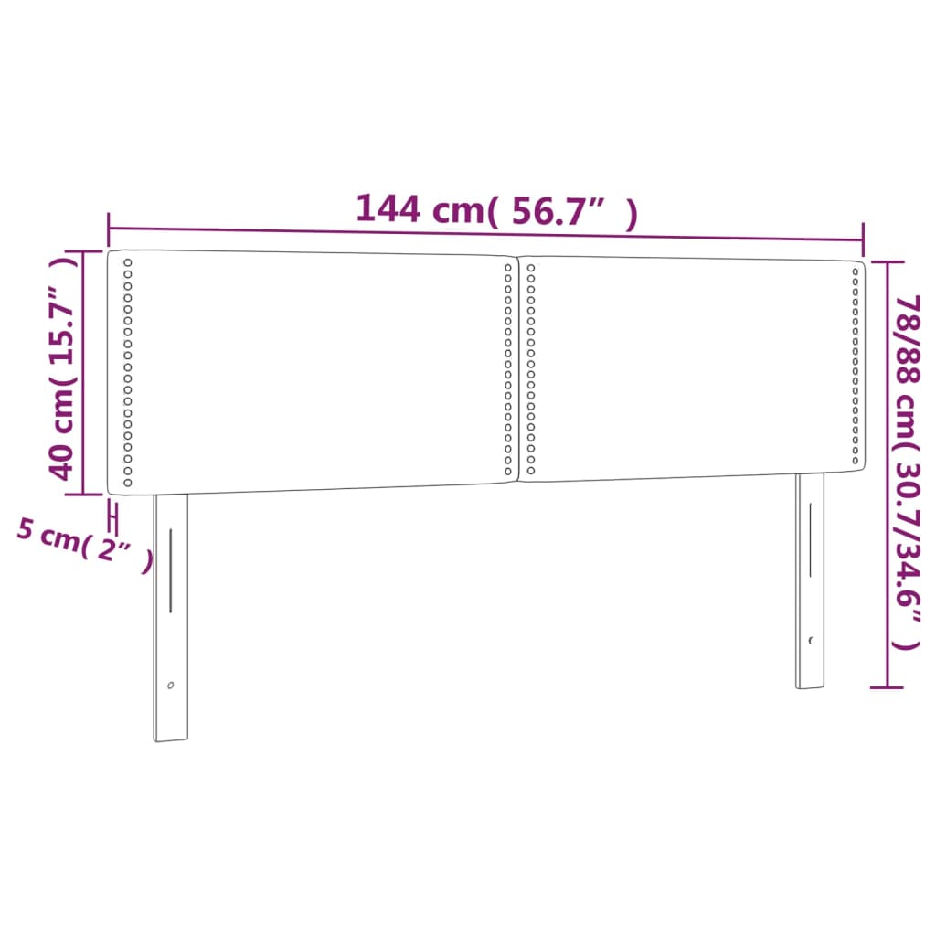 Vidaxl Bed Headboard with LED, Black, 144X5X78/88 Cm, Velvet