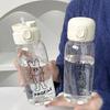 600ML Plastic Water Bottle With Straw Transparent Water Bottle Bouncing Straw Sports Cup Portable Drop Cartoon Ice Suction Cup