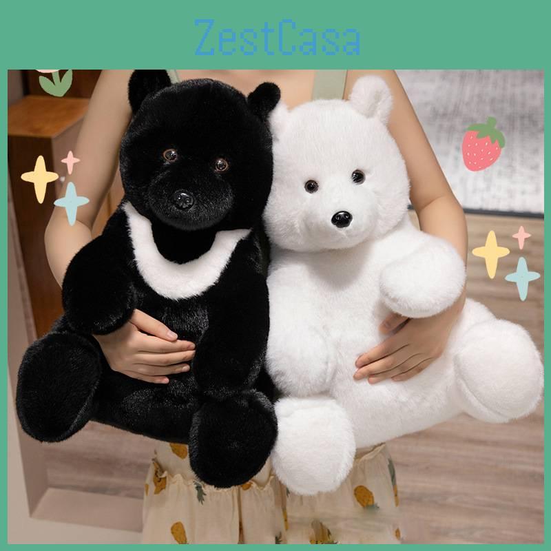 Adorable Plush Bear Doll Perfect For Kids Festival Gifts In Soft White Black And Brown Colors