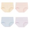 Maoren Women's High-Waist Cotton Briefs with Silk Antibacterial Crotch (4-Pack)