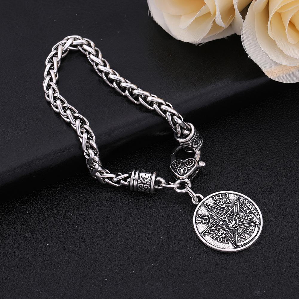 Vintage Tetragrammaton Pentacle Pentagram Pendant Bracelets Wiccan Talisman Amulet Seal of Solomon Jewelry Gift For Men